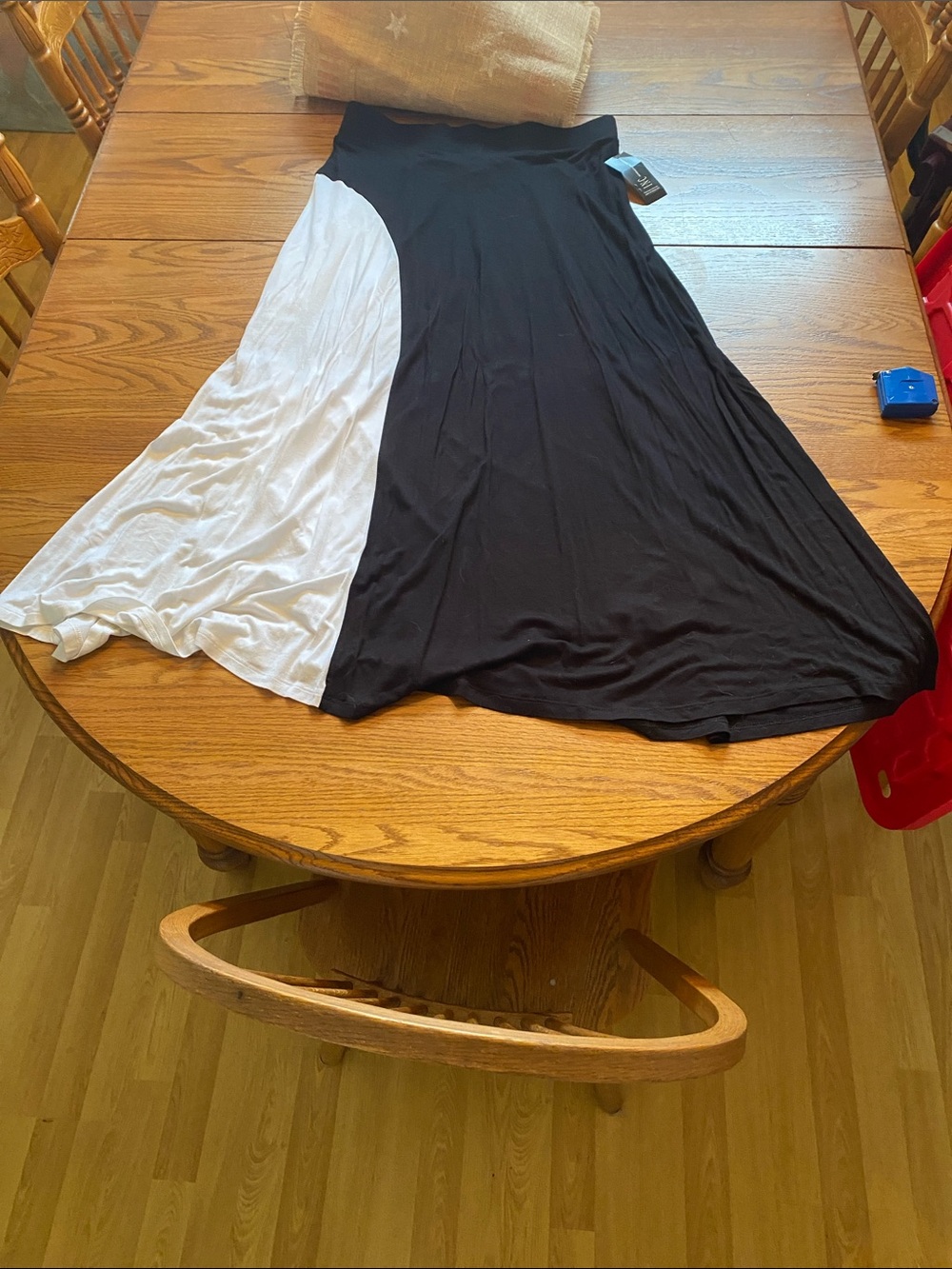 INC International Concepts Black and White Colorblock Maxi Skirt